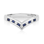 9ct White Gold Sapphire and Diamond Dress Ring 0.28 CT