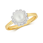 9ct Yellow Gold Diamond and Pearl Dress Ring 0.04 CT