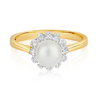 9ct Yellow Gold Diamond and Pearl Dress Ring 0.04 CT