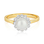 9ct Yellow Gold Diamond and Pearl Dress Ring 0.04 CT