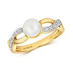 9ct Yellow Gold Diamond and Pearl Dress Ring 0.03 CT