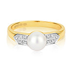 9ct Yellow Gold Diamond and Pearl Dress Ring 0.03 CT