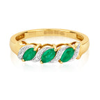 9ct Yellow Gold Emerald and Diamond Dress Ring 0.350+0.020 CT