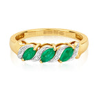 9ct Yellow Gold Emerald and Diamond Dress Ring 0.350+0.020 CT