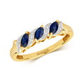 9ct Yellow Gold Sapphire and Diamond Dress Ring 0.450+0.020 CT
