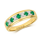 9ct Yellow Gold Emerald and Diamond Eternity Ring 0.44 CT