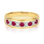 Modrwy Ddiwni Aur Melyn 9ct gyda Rhuddem a Diemwnt 0.47 CT