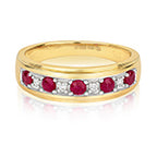 Modrwy Ddiwni Aur Melyn 9ct gyda Rhuddem a Diemwnt 0.47 CT