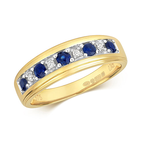 9ct Yellow Gold Sapphire and Diamond Eternity Ring 0.54 CT
