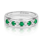 9ct White Gold Emerald and Diamond Eternity Ring 0.44 CT