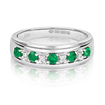 9ct White Gold Emerald and Diamond Eternity Ring 0.44 CT