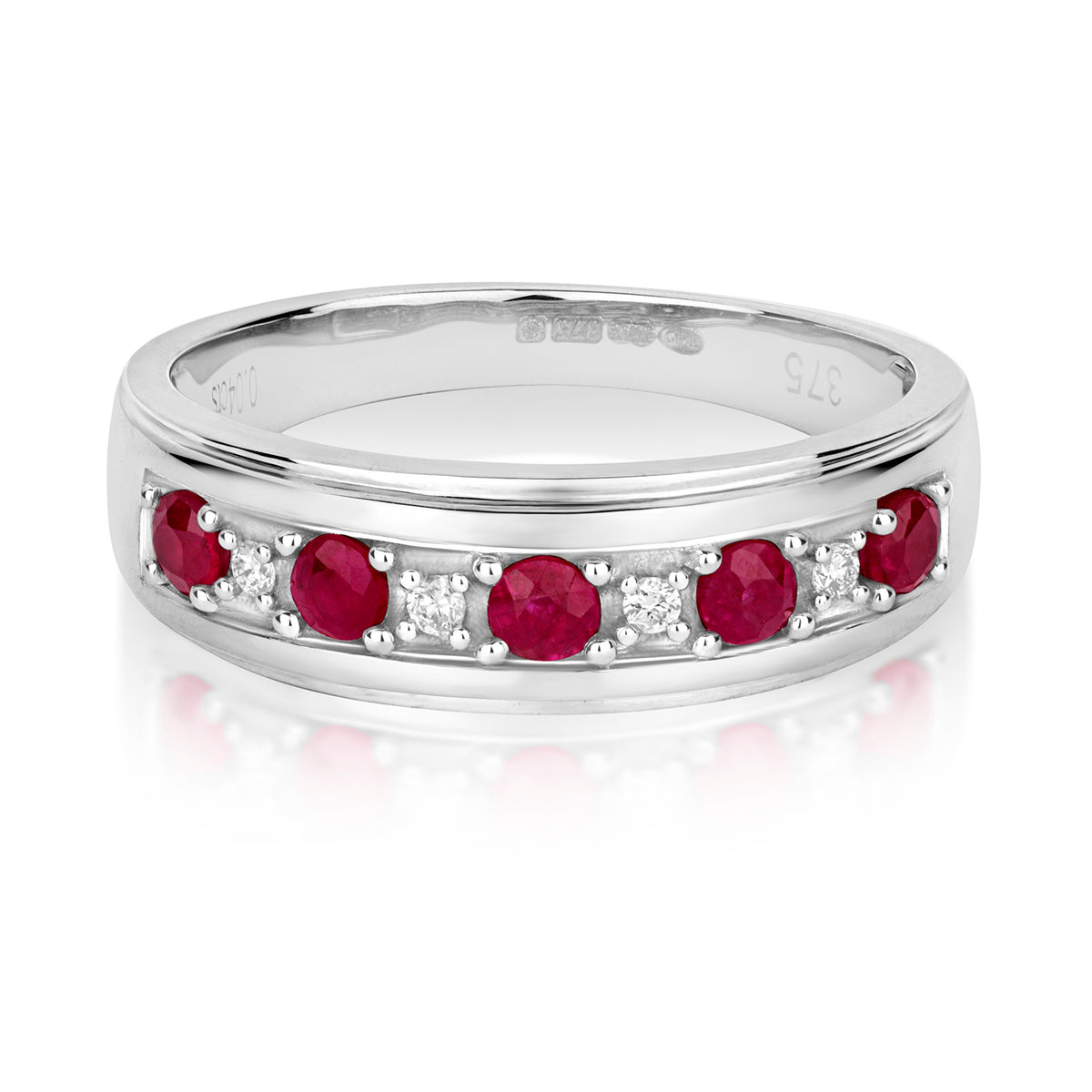 9ct White Gold Ruby and Diamond Eternity Ring 0.47 CT