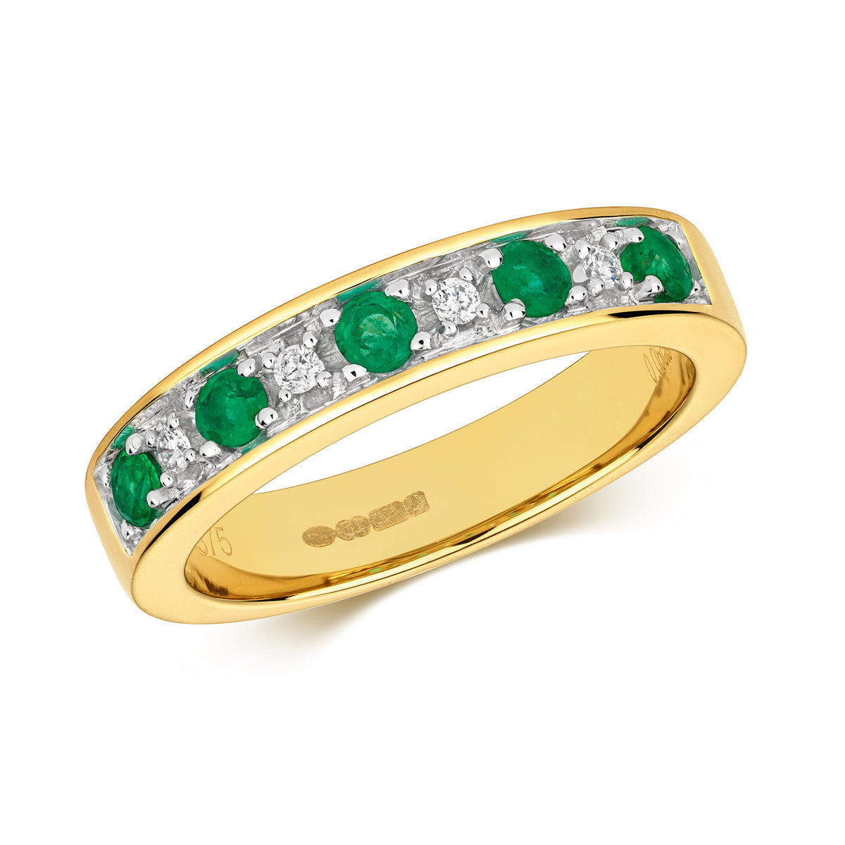 9ct Yellow Gold Emerald and Diamond Eternity Ring 0.41 CT
