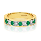 9ct Yellow Gold Emerald and Diamond Eternity Ring 0.41 CT