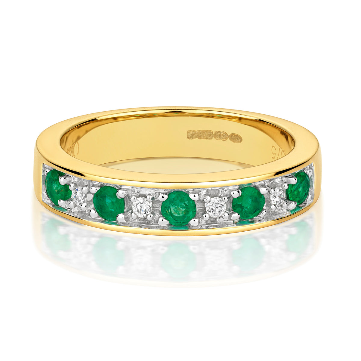 9ct Yellow Gold Emerald and Diamond Eternity Ring 0.41 CT