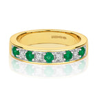 9ct Yellow Gold Emerald and Diamond Eternity Ring 0.41 CT