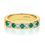 9ct Yellow Gold Emerald and Diamond Eternity Ring 0.41 CT