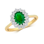 9ct Yellow Gold Emerald and Diamond Engagement Ring 1.250+0.350 CT