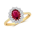 9ct Yellow Gold Ruby and Diamond Engagement Ring 1.430+0.350 CT