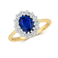 9ct Yellow Gold Sapphire and Diamond Engagement Ring 1.450+0.350 CT