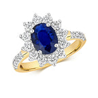 9ct Yellow Gold Sapphire and Diamond Engagement Ring 1.570+0.750 CT