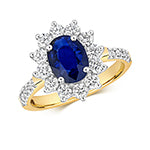 9ct Yellow Gold Sapphire and Diamond Engagement Ring 1.570+0.750 CT