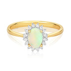 9ct Yellow Gold Opal and Diamond Dress Ring 0.460+0.140 CT