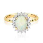 9ct Yellow Gold Opal and Diamond Dress Ring 1.100+0.260 CT
