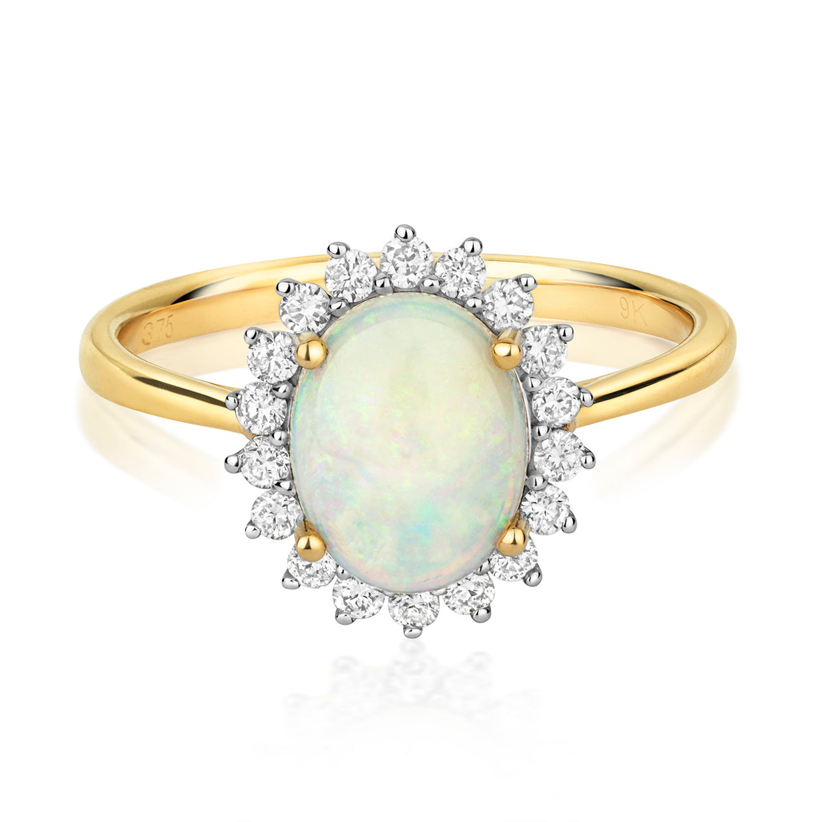 9ct Yellow Gold Opal and Diamond Dress Ring 1.100+0.260 CT
