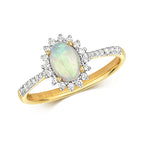 9ct Yellow Gold Opal and Diamond Dress Ring 0.460+0.240 CT