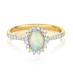 9ct Yellow Gold Opal and Diamond Dress Ring 0.460+0.240 CT