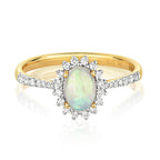 9ct Yellow Gold Opal and Diamond Dress Ring 0.460+0.240 CT