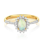 9ct Yellow Gold Opal and Diamond Dress Ring 0.460+0.240 CT