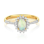 9ct Yellow Gold Opal and Diamond Dress Ring 0.460+0.240 CT