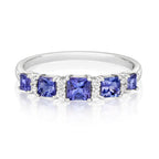 Modrwy Ffurfiol Tansanit a Diemwnt Aur Gwyn 9ct 0.760+0.090 CT
