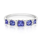 Modrwy Ffurfiol Tansanit a Diemwnt Aur Gwyn 9ct 0.760+0.090 CT
