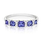 Modrwy Ffurfiol Tansanit a Diemwnt Aur Gwyn 9ct 0.760+0.090 CT