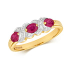 9ct Yellow Gold Ruby and Diamond Dress Ring 0.620+0.020 CT