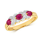 9ct Yellow Gold Ruby and Diamond Dress Ring 0.620+0.020 CT