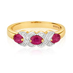 9ct Yellow Gold Ruby and Diamond Dress Ring 0.620+0.020 CT