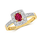 9ct Yellow Gold Ruby and Diamond Engagement Ring 0.350+0.060 CT