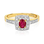 9ct Yellow Gold Ruby and Diamond Engagement Ring 0.350+0.060 CT