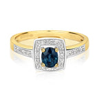 9ct Yellow Gold Sapphire and Diamond Engagement Ring 0.380+0.060 CT