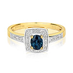 9ct Yellow Gold Sapphire and Diamond Engagement Ring 0.380+0.060 CT