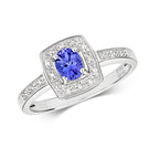 9ct White Gold Tanzanite and Diamond Engagement Ring 0.340+0.060 CT