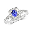 9ct White Gold Tanzanite and Diamond Engagement Ring 0.340+0.060 CT