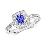 9ct White Gold Tanzanite and Diamond Engagement Ring 0.340+0.060 CT