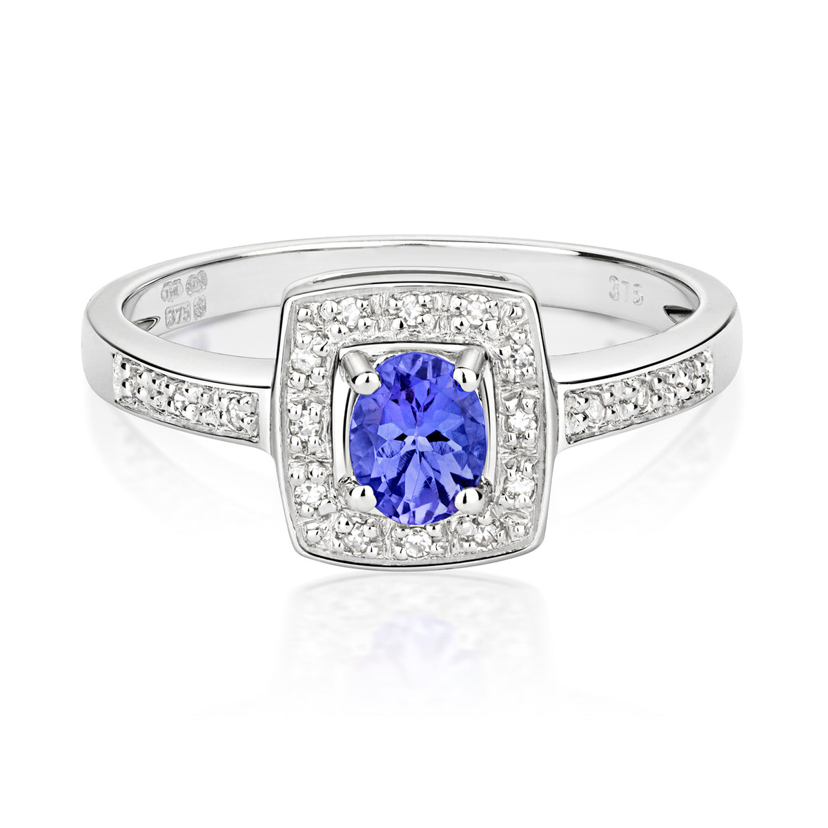 9ct White Gold Tanzanite and Diamond Engagement Ring 0.340+0.060 CT