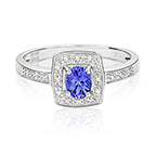 9ct White Gold Tanzanite and Diamond Engagement Ring 0.340+0.060 CT