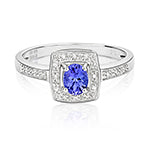 9ct White Gold Tanzanite and Diamond Engagement Ring 0.340+0.060 CT
